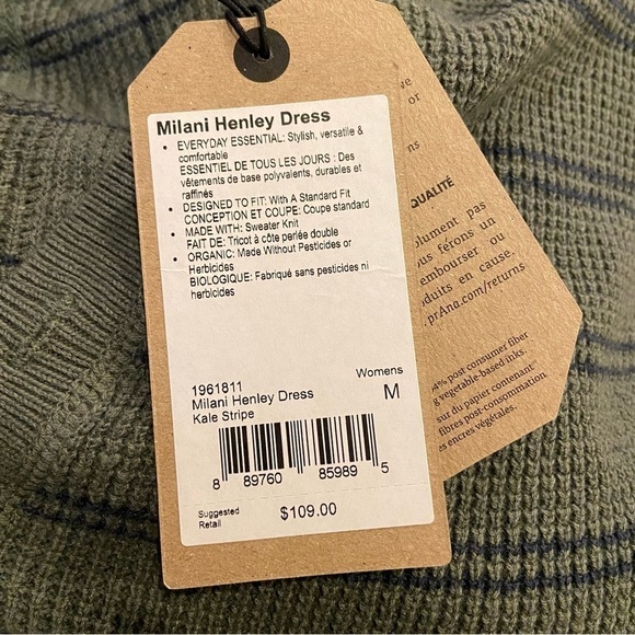 Prana Milani Henley Dress Kale Stripe NWT - Picture 5 of 8